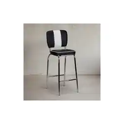 Netto Marken-Discount KADIMA DESIGN American Retro Barstuhl: Kunstleder, Chromfuß, 110 kg Belastbarkeit, Schwarz-Weiß Angebot