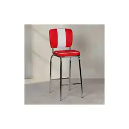Netto Marken-Discount KADIMA DESIGN American Retro Barstuhl: Kunstleder, Chromfuß, 110 kg Belastbarkeit, Rot-Weiß Angebot