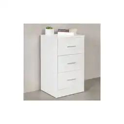 Netto Marken-Discount KADIMA DESIGN Moderner Nachtschrank: Holz, 3 Schubladen, in Weiß, melaminharzbeschichtet Angebot