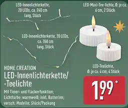 Aldi Nord HOME CREATION LED-Innenlichterkette/-Teelichte Angebot