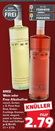 Kaufland BREE Wein oder Free Alkoholfrei Angebot