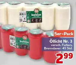 CENTERSHOP bolsius Öllicht Nr. 3 Angebot