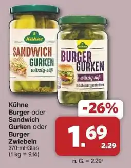 Famila Nord West Kühne Burger oder Sandwich Gurken oder Burger Zwiebeln Angebot