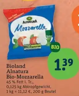tegut Bioland Alnatura Bio-Mozzarella Angebot