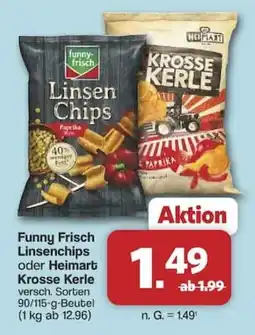 Famila Nord West Funny Frisch Linsen Chips oder Heimart Krosse Kerle Angebot