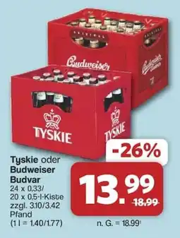 Famila Nord West Tyskie oder Budweiser Budvar Angebot