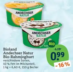 tegut Bioland Andechser Natur Bio-Rahmjoghurt Angebot