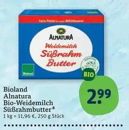 tegut Alnatura Bio-Weidemilch Süßrahmbutter Angebot