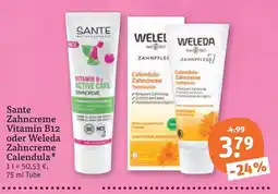 tegut Sante Zahncreme Vitamin B12 oder Weleda Zahncreme Calendula Angebot