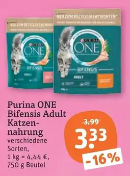 tegut Purina ONE Bifensis Adult Katzen-nahrung Angebot