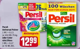 REWE Kaufpark Persil Universal Pulver 100WL oder Color 4in1 Discs 76WL Angebot