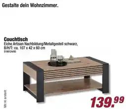 Poco Couchtisch Eiche Artisan Nachbildung/Metallgestell schwarz Angebot