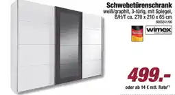 Poco Schwebetürenschrank weiβ/graphit, 3-türig, mit Spiegel Angebot