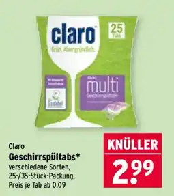 Wasgau Claro Geschirrspültabs Angebot