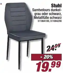 Poco Stuhl Samtvelours dunkel-grau oder schwarz, Metallfüße schwarz Angebot