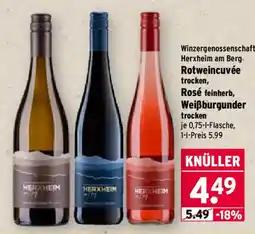 Wasgau Winzergenossenschaft Herxheim am Berg Rotweincuvée trocken, Rosé feinherb, Weißburgunder trocken Angebot