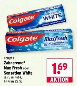 Wasgau Colgate Zahncreme Max Fresh oder Sensation White Angebot