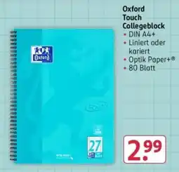 Rossmann Oxford Touch Collegeblock Angebot