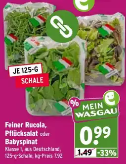Wasgau Feiner Rucola, Pflücksalat oder Babyspinat Angebot
