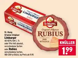 Wasgau St. Mang Original Allgäuer Limburger oder Rubius Angebot