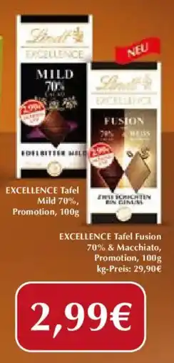 Wasgau Lindt EXCELLENCE Tafel Fusion 70% & Macchiato Angebot