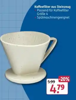 Rossmann Kaffeefilter aus Steinzeug Angebot