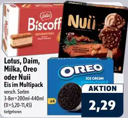 Aktiv Irma Lotus, Daim, Milka, Oreo oder Nuii Eis im Multipack Angebot