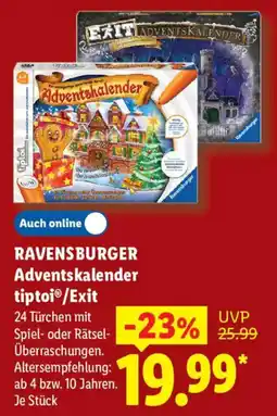 Lidl RAVENSBURGER Adventskalender tiptoi®/Exit Angebot