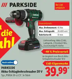 Lidl PARKSIDE Akku-Schlagbohrschrauber 20 V Angebot