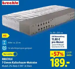 Lidl BRECKLE 7-Zonen Kaltschaum-Matratze Angebot
