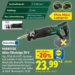 Lidl PARKSIDE Akku-Säbelsäge 20 V Angebot