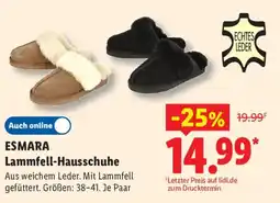 Lidl ESMARA Lammfell-Hausschuhe Angebot