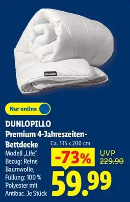 Lidl DUNLOPILLO Premium 4-Jahreszeiten-Bettdecke Angebot