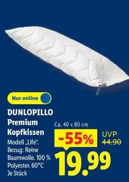 Lidl DUNLOPILLO Premium Kopfkissen Angebot