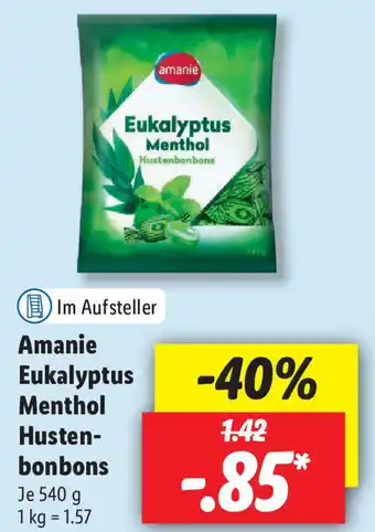 Lidl Amanie Eukalyptus Menthol Hustenbonbons 540g Angebot