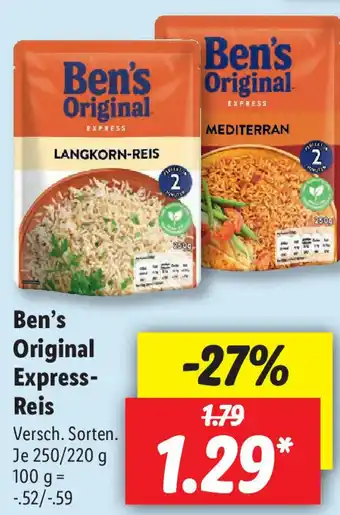 Lidl Ben's Original Express Reis 250/220g Angebot