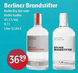 Getränke Hoffmann Berliner Brandstifter Berlin Dry Gin oder Berlin Vodka Angebot
