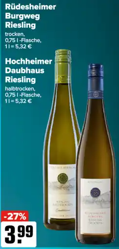 Logo Getränkemarkt Rüdesheimer Burgweg Riesling Angebot