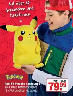 Rofu Kinderland Pokémon Real FX Pikachu Handpuppe Angebot