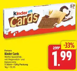 EDEKA Wucherpfennig Ferrero Kinder Cards Angebot