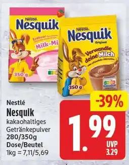 EDEKA Wucherpfennig Nestlé Nesquik kakaohaltiges Getränkepulver Angebot