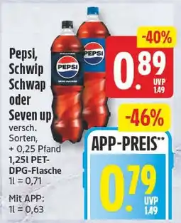 EDEKA Wucherpfennig Pepsi, Schwip Schwap oder Seven up Angebot