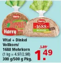 Multi Markt Harry Vital + Dinkel Vollkorn/1688 Mehrkorn Angebot