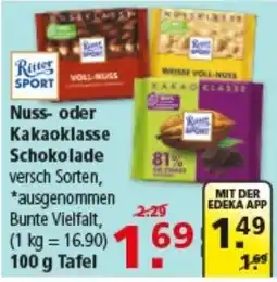 Multi Markt Ritter Sport Nuss- oder Kakaoklasse Schokolade Angebot