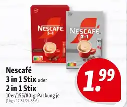 Nah & Frisch Nescafé 3 in 1 Stix oder 2 in 1 Stix Angebot
