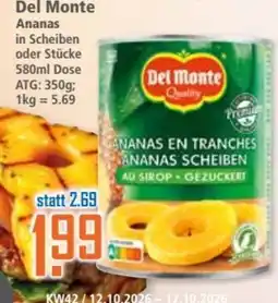 Klaas und Kock Del Monte Ananas in Scheiben oder Stücke Angebot