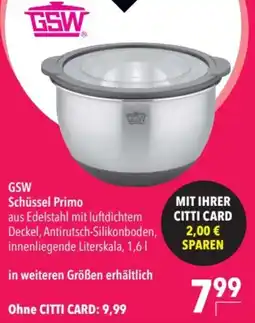 CITTI Markt GSW Schüssel Primo Angebot