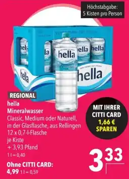 CITTI Markt hella Mineralwasser Classic Angebot