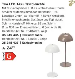Tchibo Trio LED-Akku-Tischleuchte Angebot
