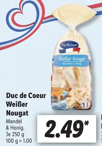 Lidl Duc de Coeur Weißer Nougat 250g Angebot